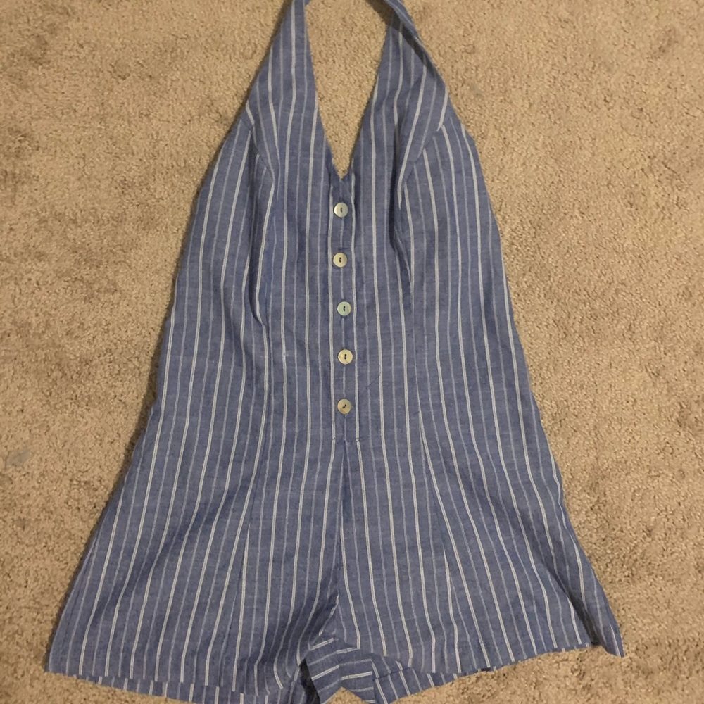Forever 21 Blue & White Striped Romper